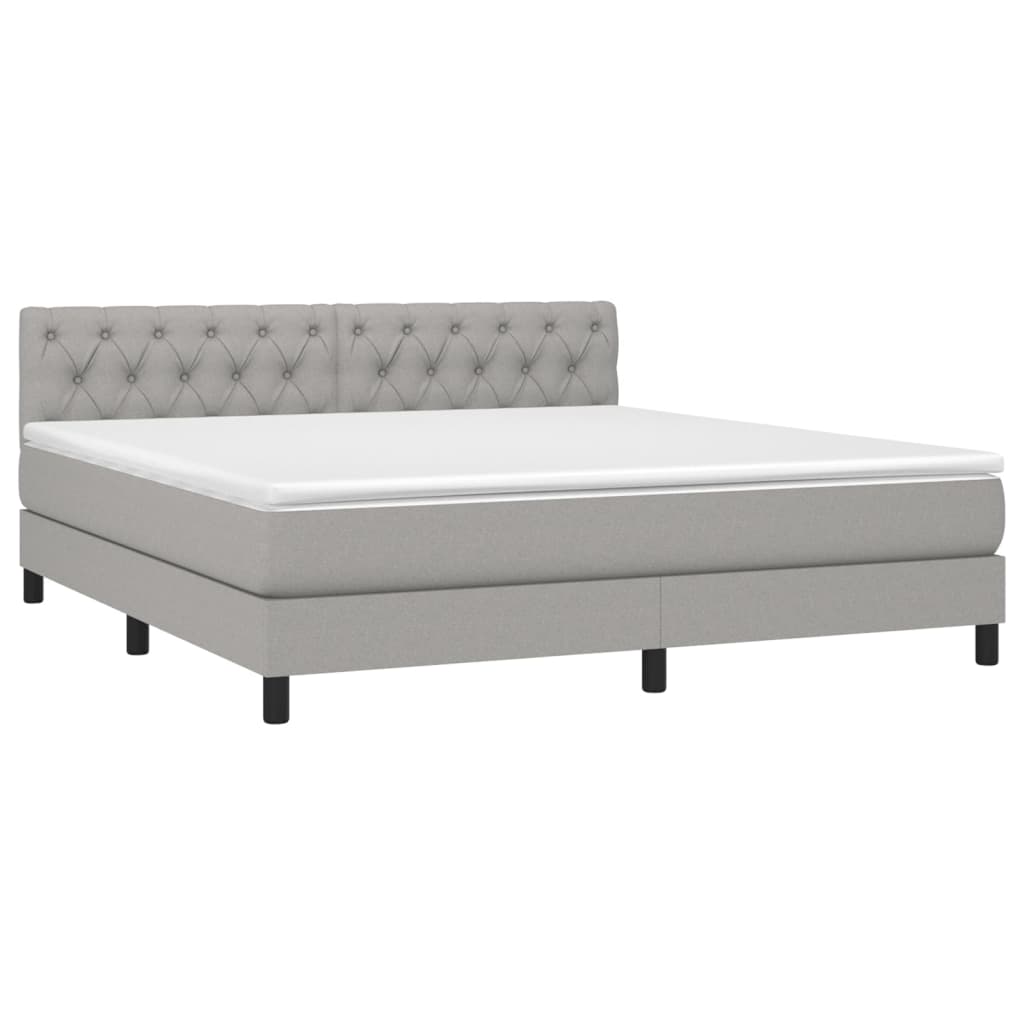 Krevet box spring s madracem svjetlosiva 160x200 cm tkanina