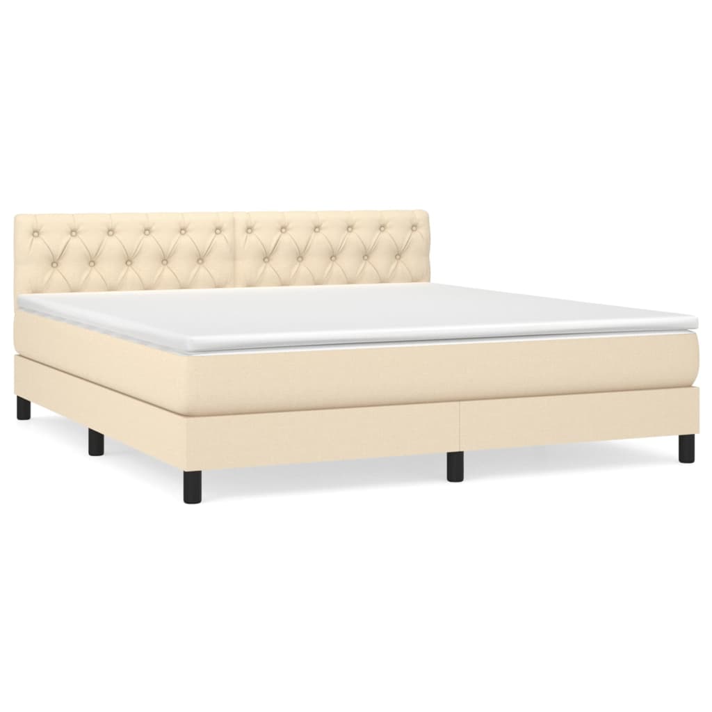 Krevet s oprugama i madracem krem 160x200 cm od tkanine