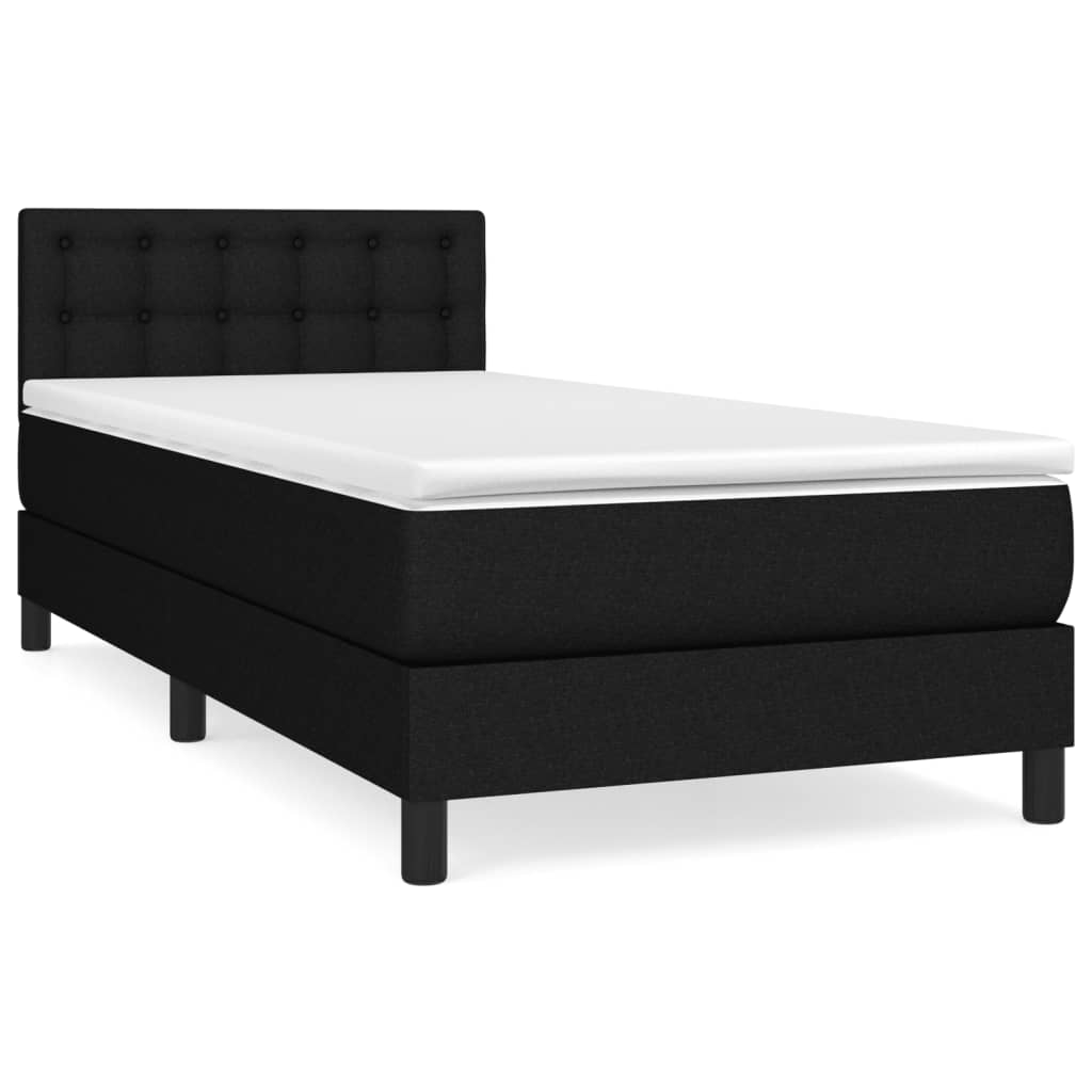 Krevet s oprugama i madracem crni 90x200 cm od tkanine