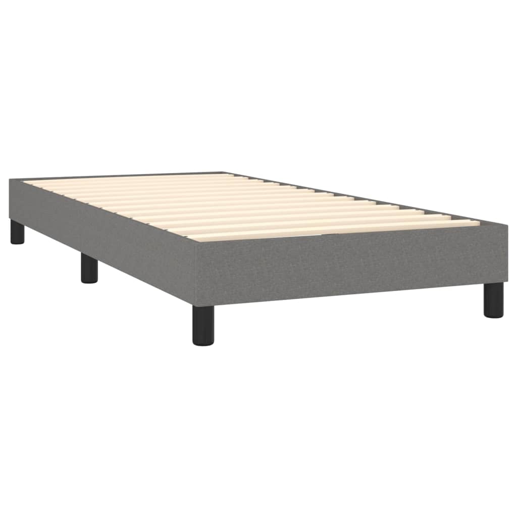 Krevet s oprugama i madracem tamnosivi 100 x 200 cm od tkanine