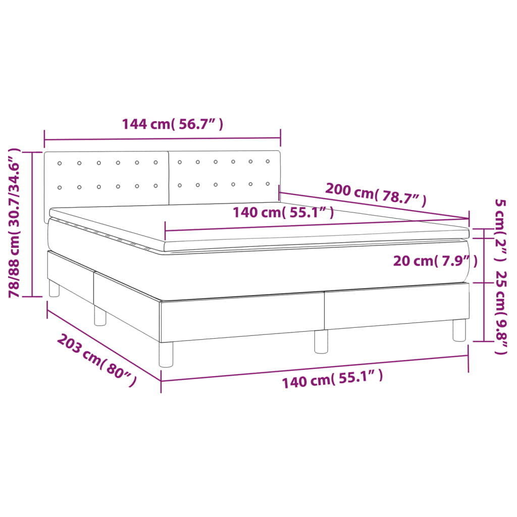 Krevet s oprugama i madracem plavi 140x200 cm od tkanine