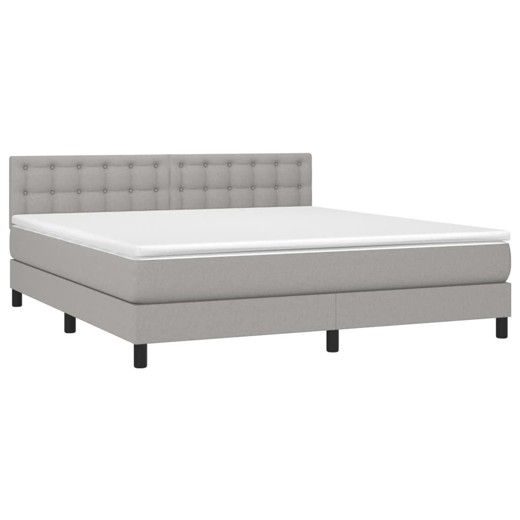 Krevet box spring s madracem svjetlosiva 160x200 cm tkanina