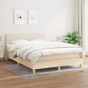 Krevet s oprugama i madracem krem 140x200 cm od tkanine