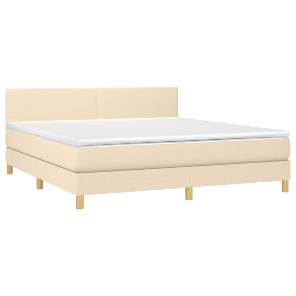 Krevet s oprugama i madracem krem 160x200 cm od tkanine