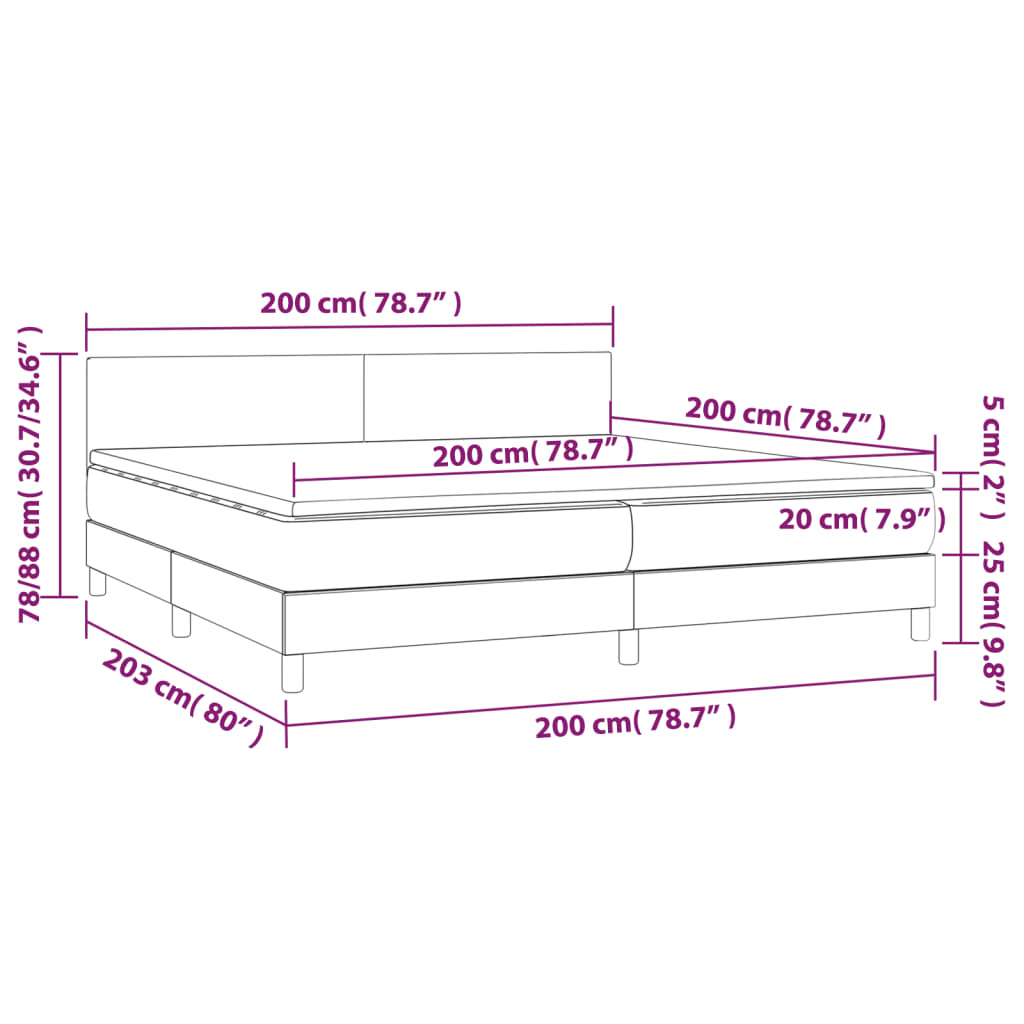 Krevet s oprugama i madracem crni 200x200 cm od tkanine