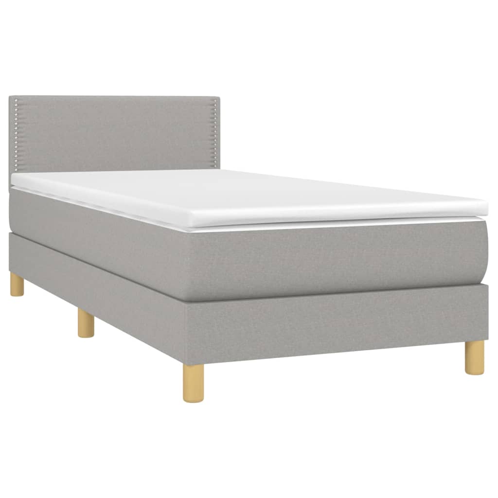 Box spring krevet s madracem svjetlosivi 90x190 cm od tkanine