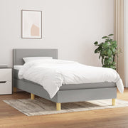 Box spring krevet s madracem svjetlosivi 90x190 cm od tkanine