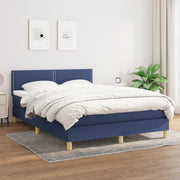 Krevet s oprugama i madracem plavi 140 x 190 cm od tkanine