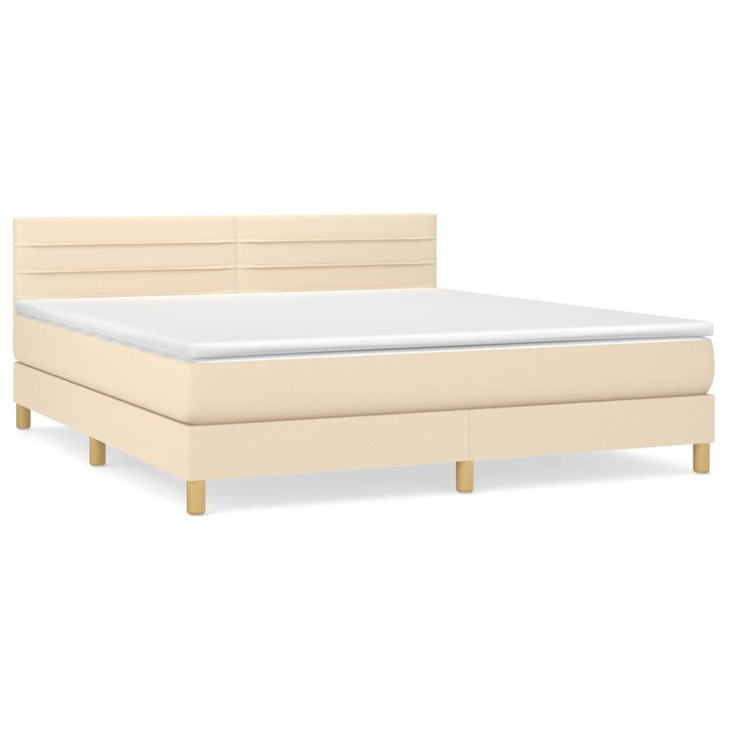 Krevet s oprugama i madracem krem 160x200 cm od tkanine