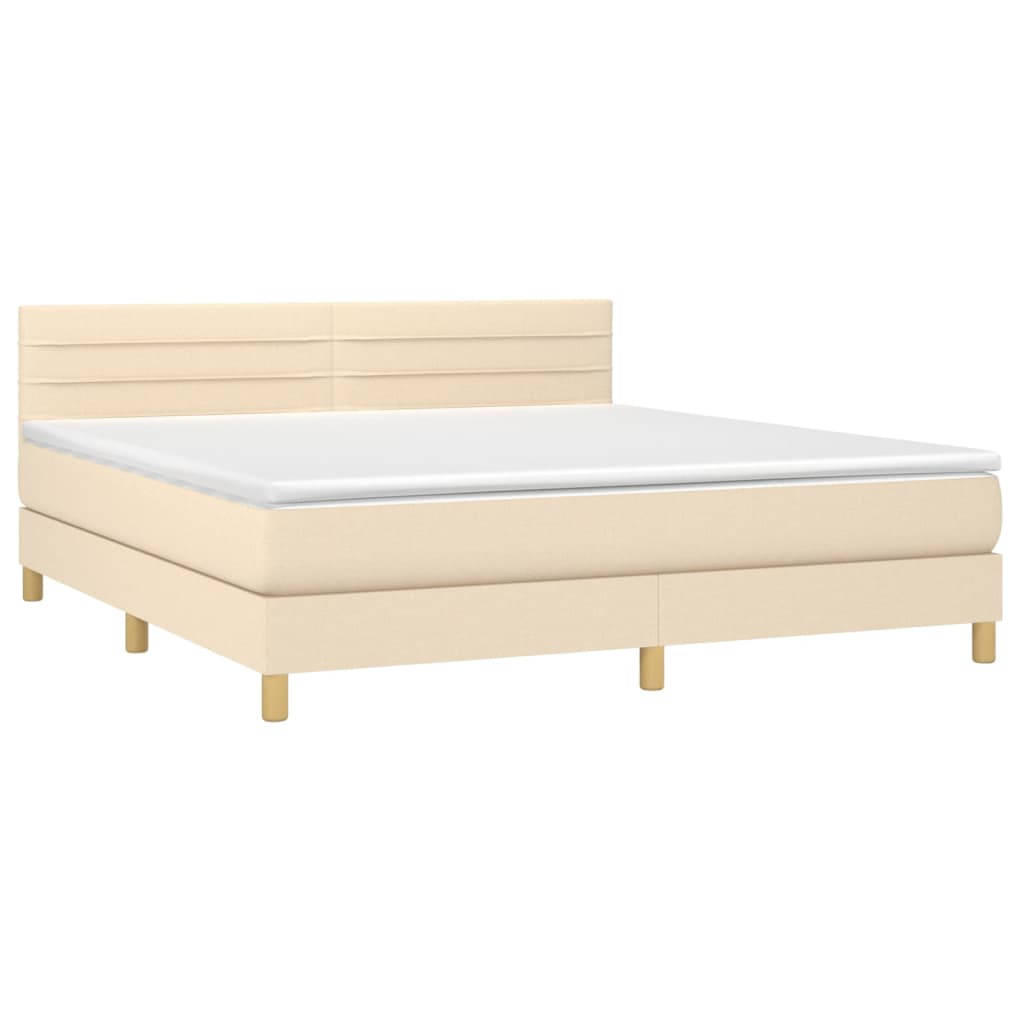 Krevet s oprugama i madracem krem 160x200 cm od tkanine