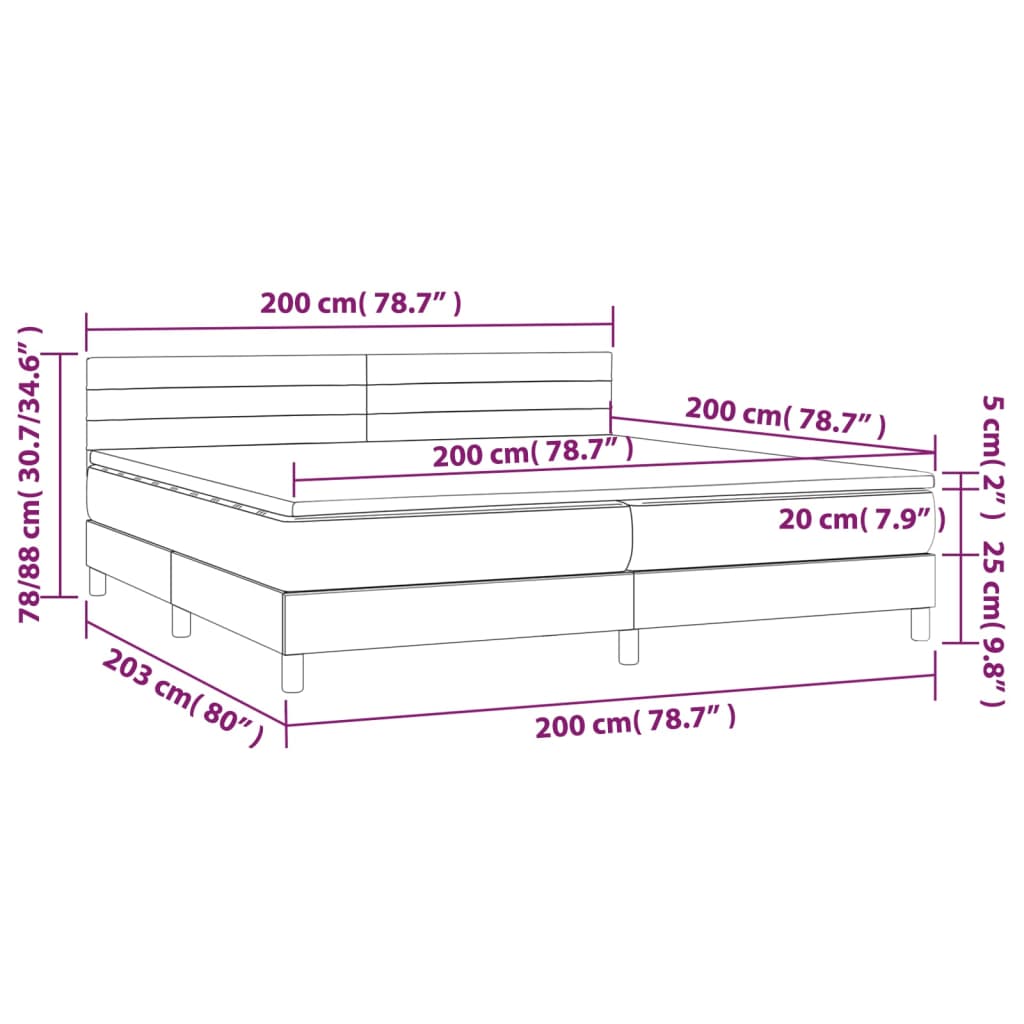 Krevet s oprugama i madracem crni 200x200 cm od tkanine