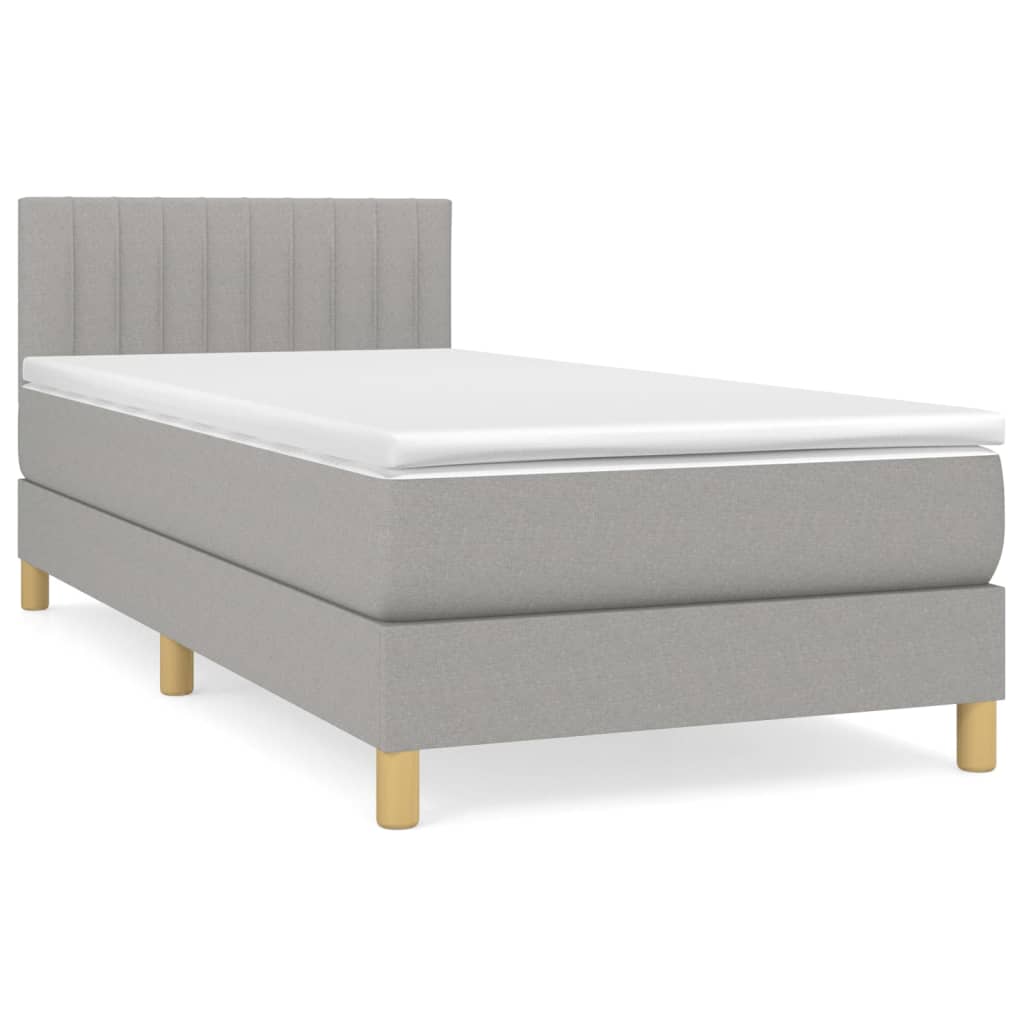 Box spring krevet s madracem svjetlosivi 90x190 cm od tkanine