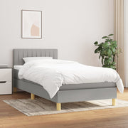 Box spring krevet s madracem svjetlosivi 90x190 cm od tkanine