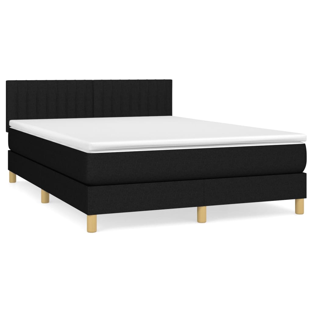 Krevet s oprugama i madracem crni 140 x 190 cm od tkanine
