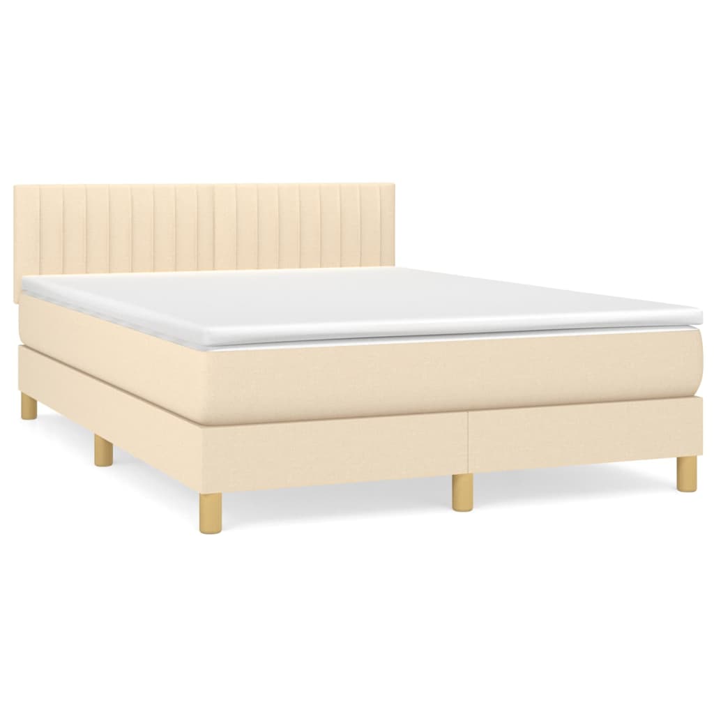 Krevet s oprugama i madracem krem 140 x 190 cm od tkanine
