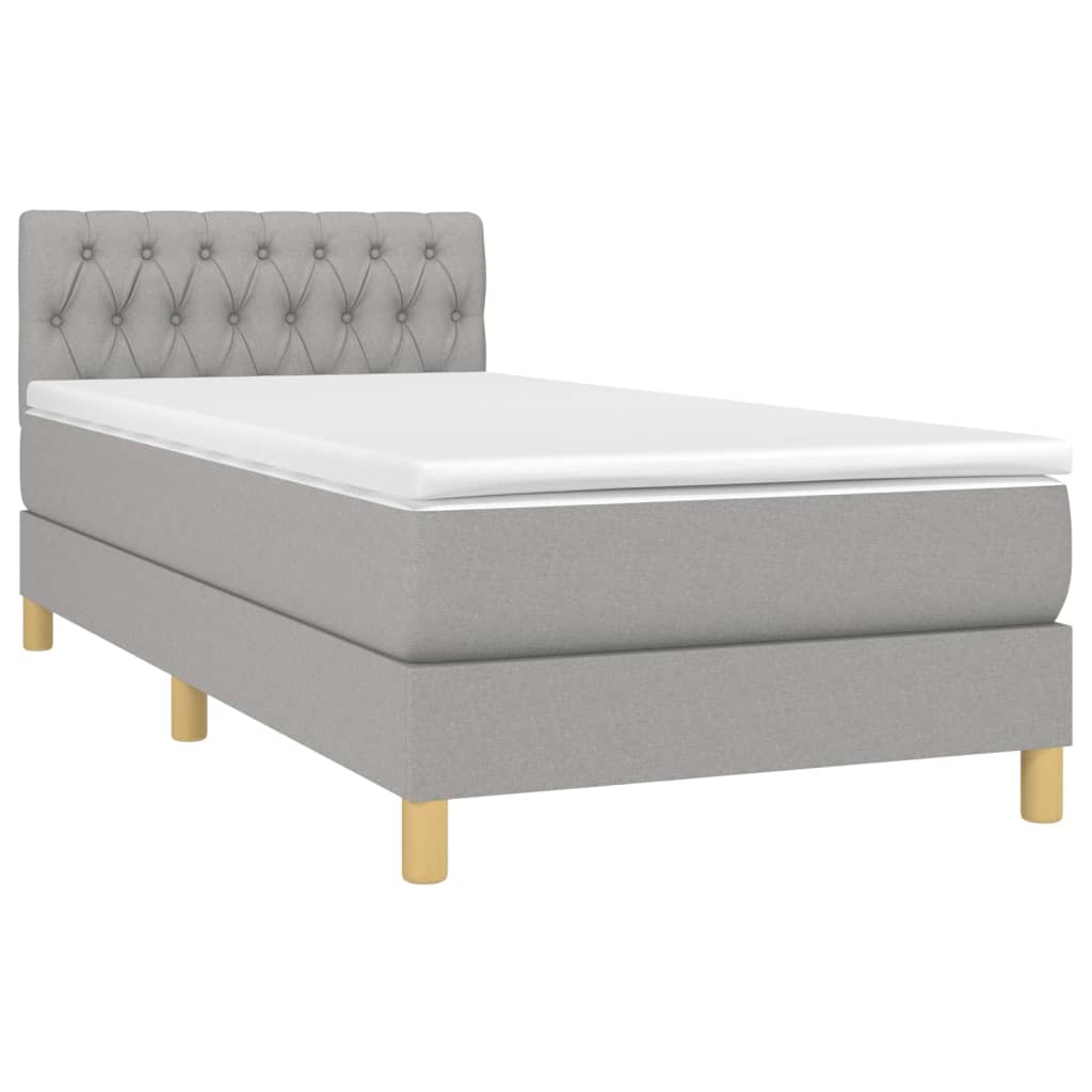Box spring krevet s madracem svjetlosivi 90x190 cm od tkanine