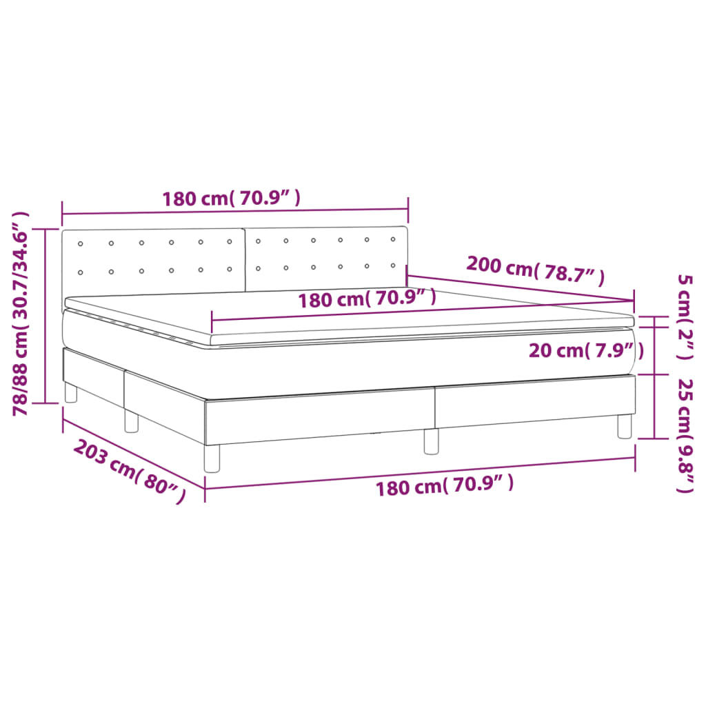Krevet s oprugama i madracem svjetlosivi 180x200 cm od tkanine