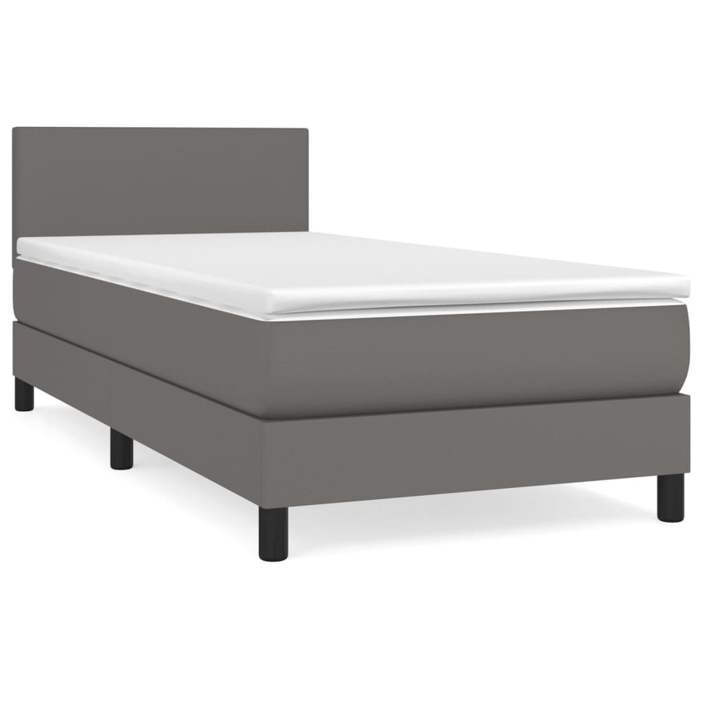 Krevet s oprugama i madracem sivi 100x200 cm od umjetne kože