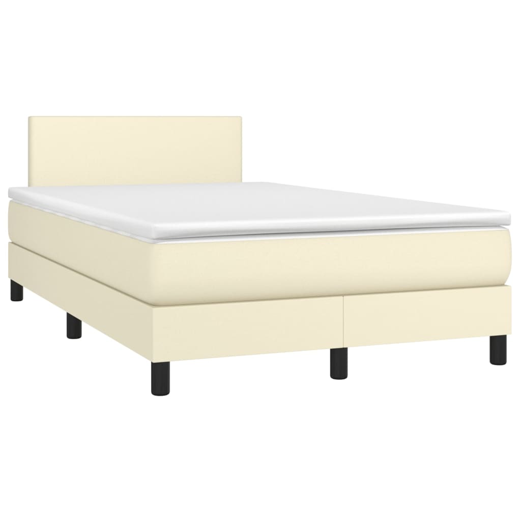 Krevet s oprugama i madracem krem 120x200 cm od umjetne kože