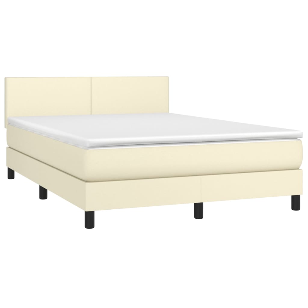 Krevet s oprugama i madracem krem 140 x 190 cm od umjetne kože