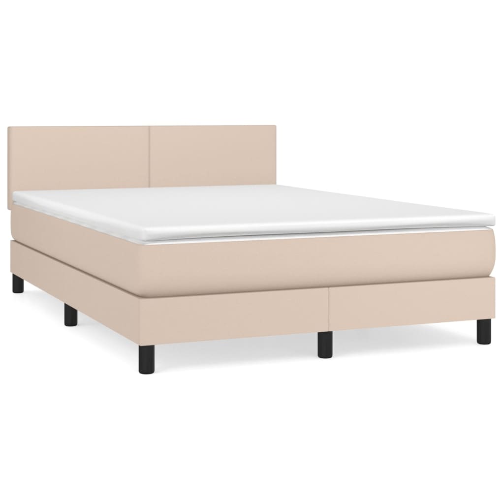 Krevet s oprugama i madrac cappuccino 140x190cm od umjetne kože