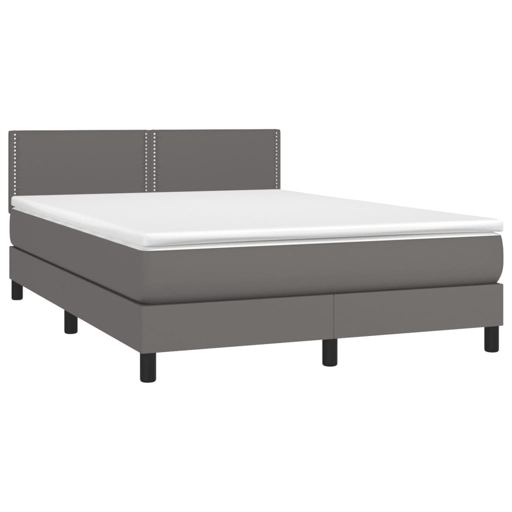 Krevet s oprugama i madracem sivi 140x200 cm od umjetne kože