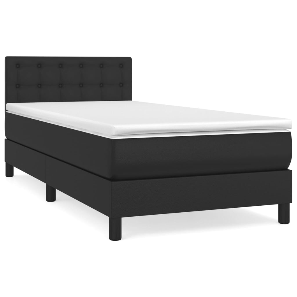 Krevet s oprugama i madracem crni 90x190 cm od umjetne kože