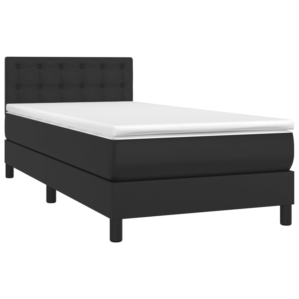 Krevet s oprugama i madracem crni 90x190 cm od umjetne kože