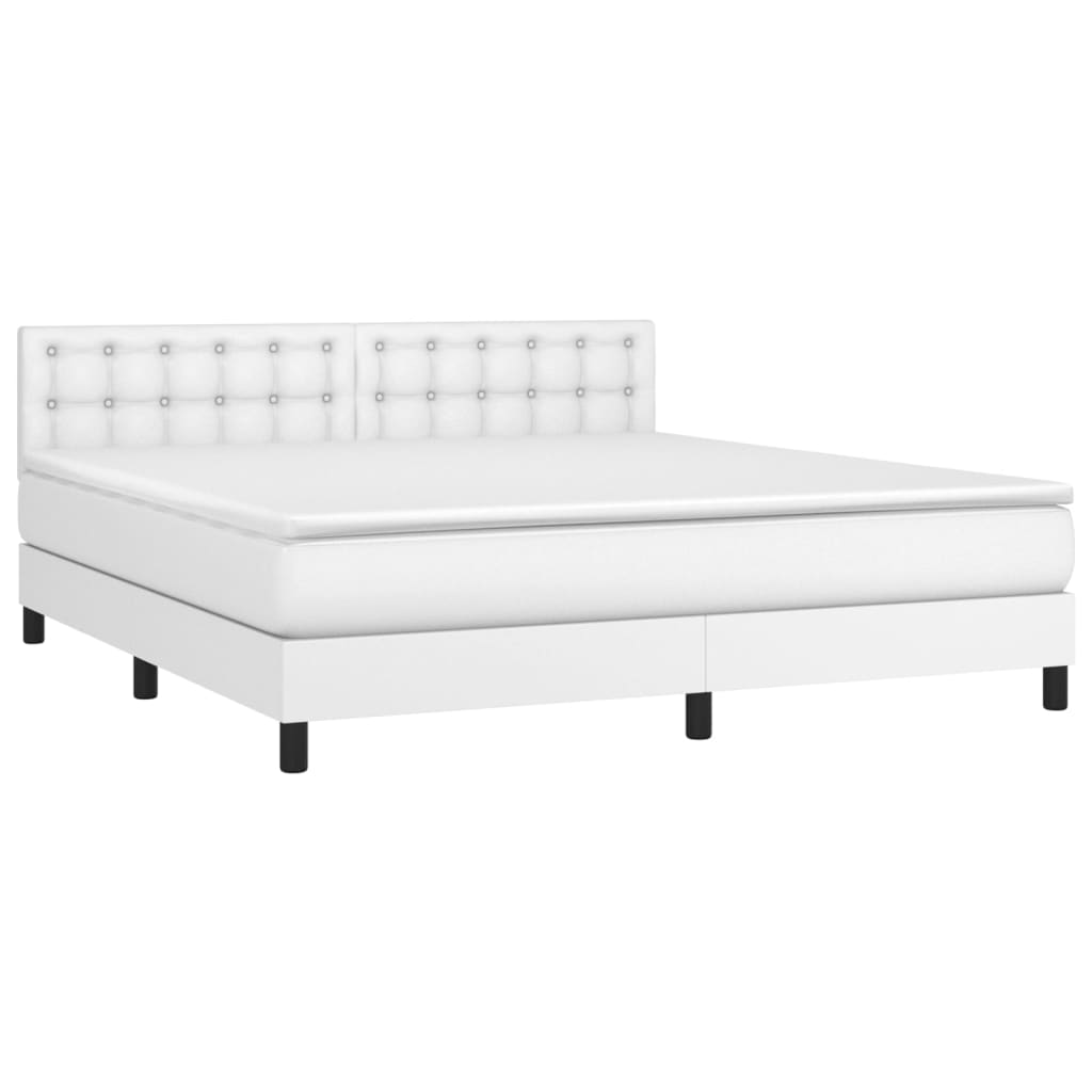 Krevet s oprugama i madracem bijeli 180x200 cm umjetna koža