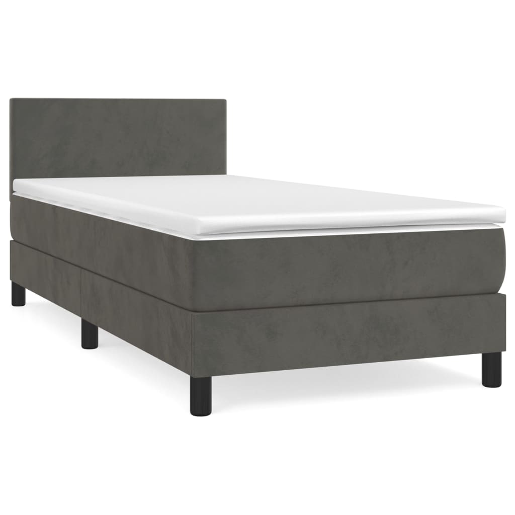 Box spring krevet s madracem tamnosivi 80 x 200 cm baršunasti