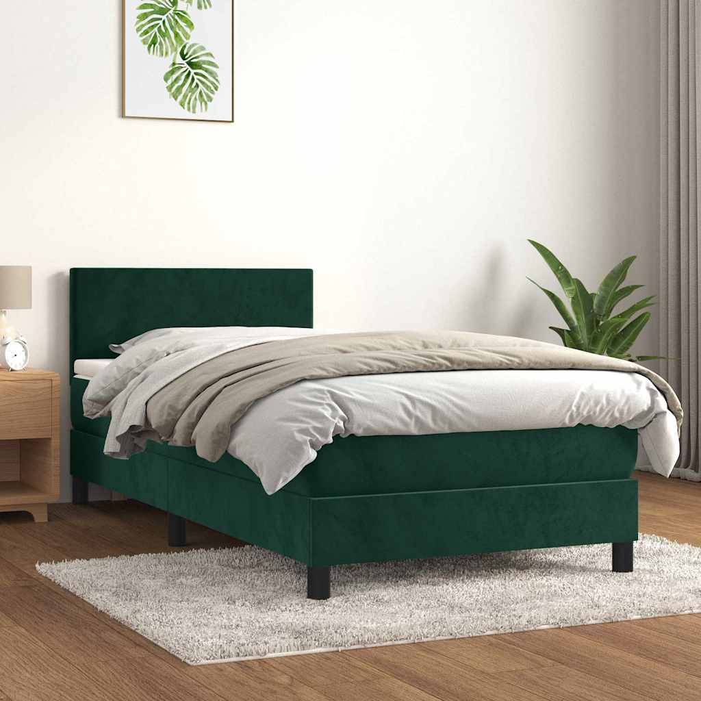 Box spring krevet s madracem tamnozeleni 90x190 cm baršunasti