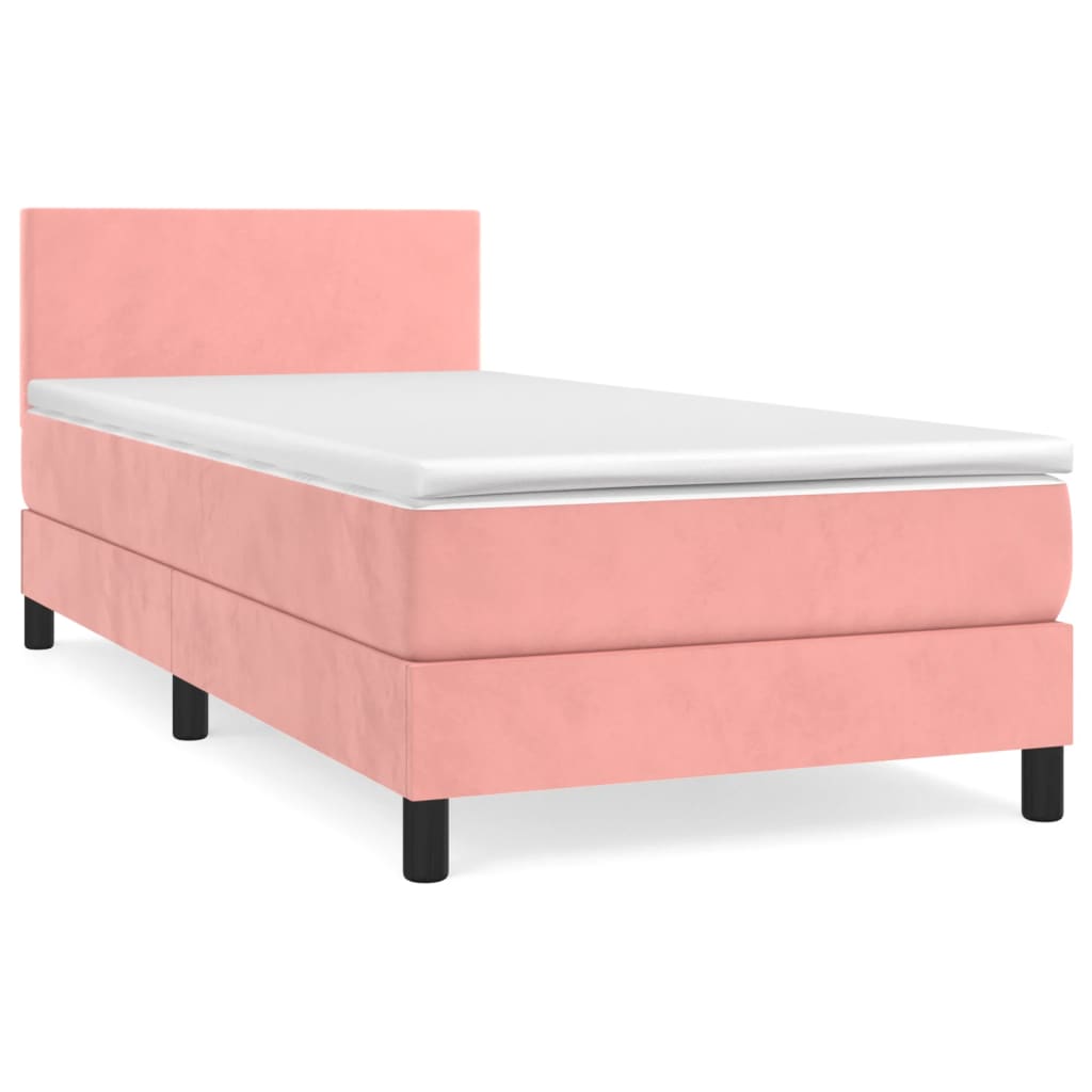 Box spring krevet s madracem ružičasti 90x200 cm baršunasti