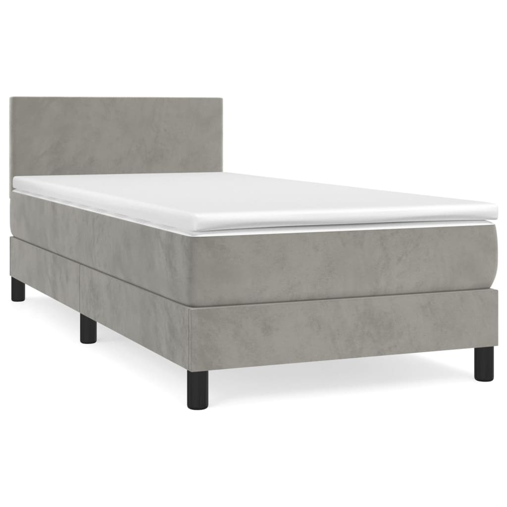 Box spring krevet s madracem svjetlosivi 100x200 cm baršunasti