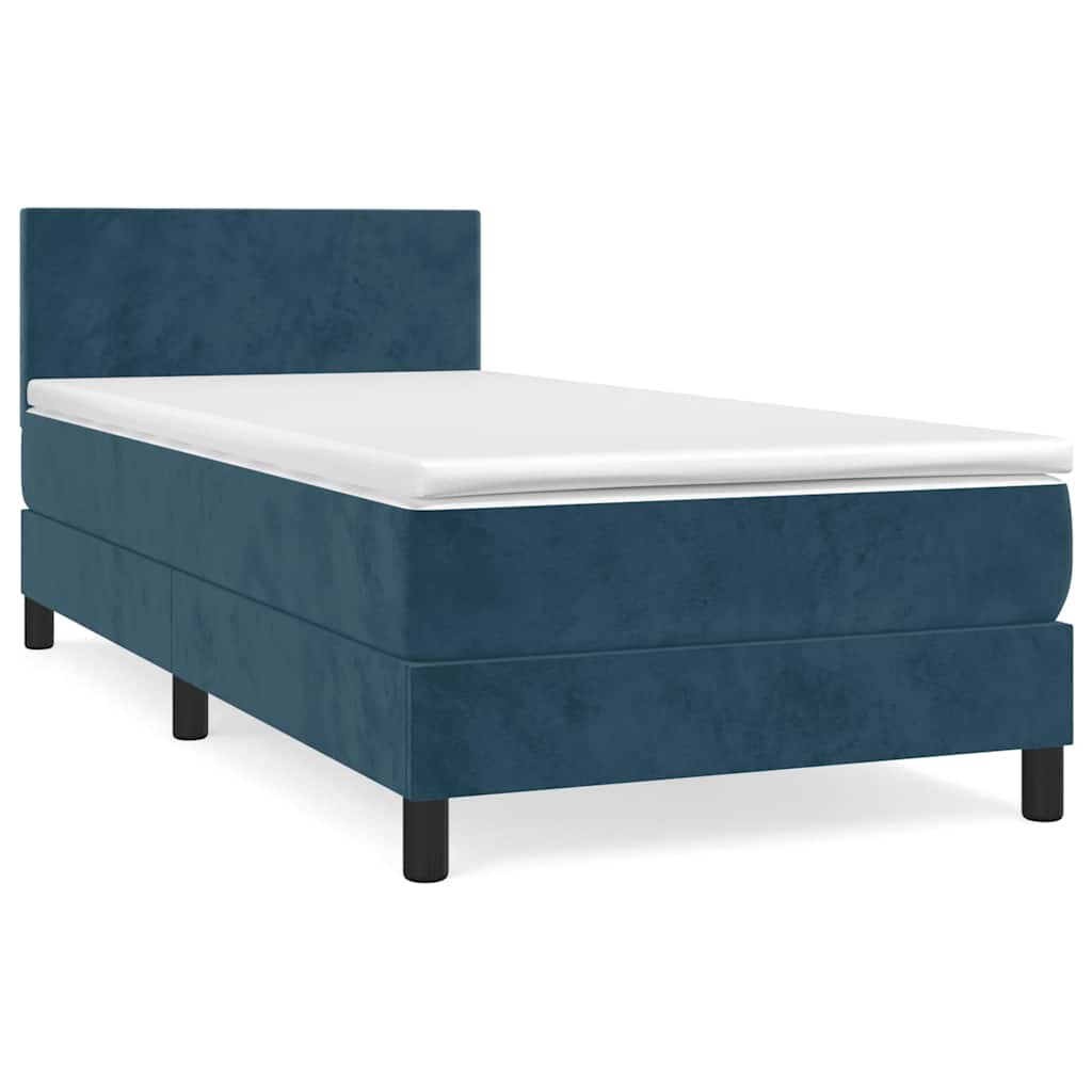 Box spring krevet s madracem tamnoplavi 100x200 cm baršunasti