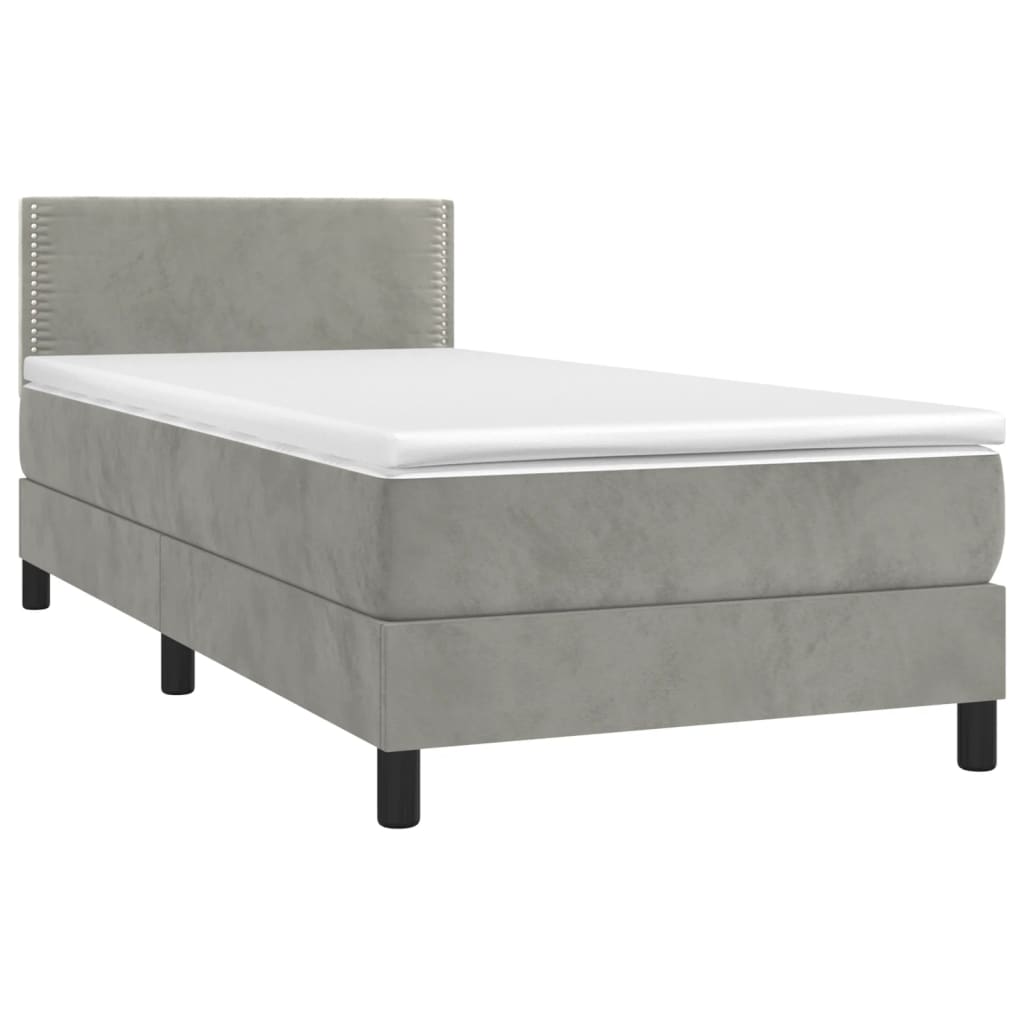 Box spring krevet s madracem svjetlosivi 100x200 cm baršunasti
