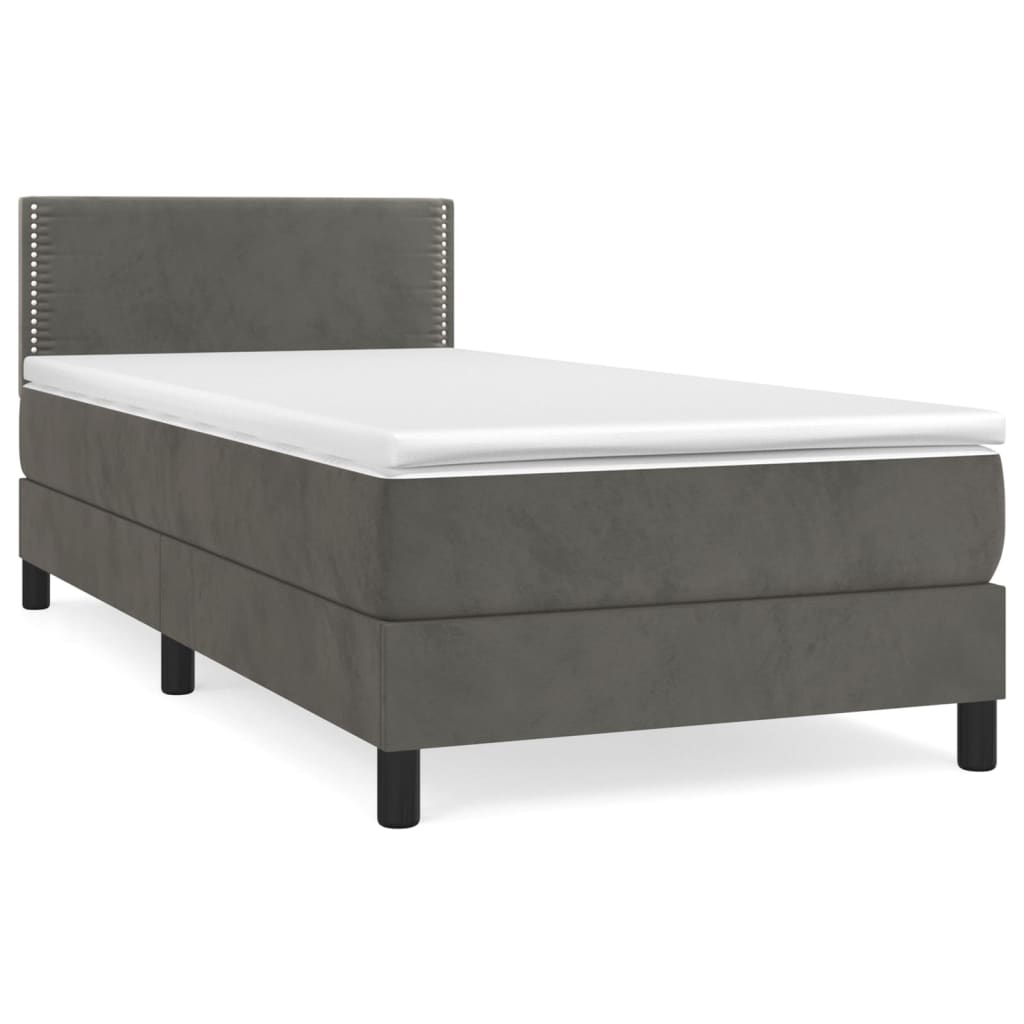 Box spring krevet s madracem tamnosivi 100x200 cm baršunasti