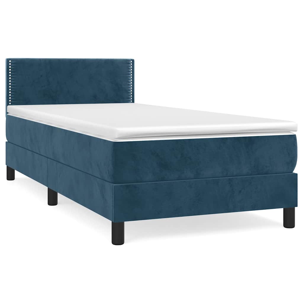 Box spring krevet s madracem tamnoplavi 100x200 cm baršunasti