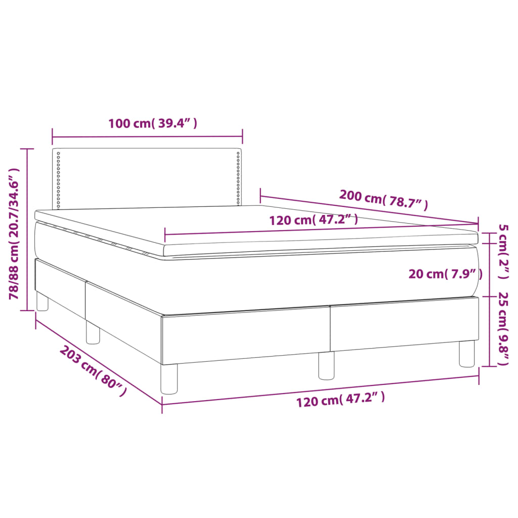 Box spring krevet s madracem ružičasti 120 x 200 cm baršunasti