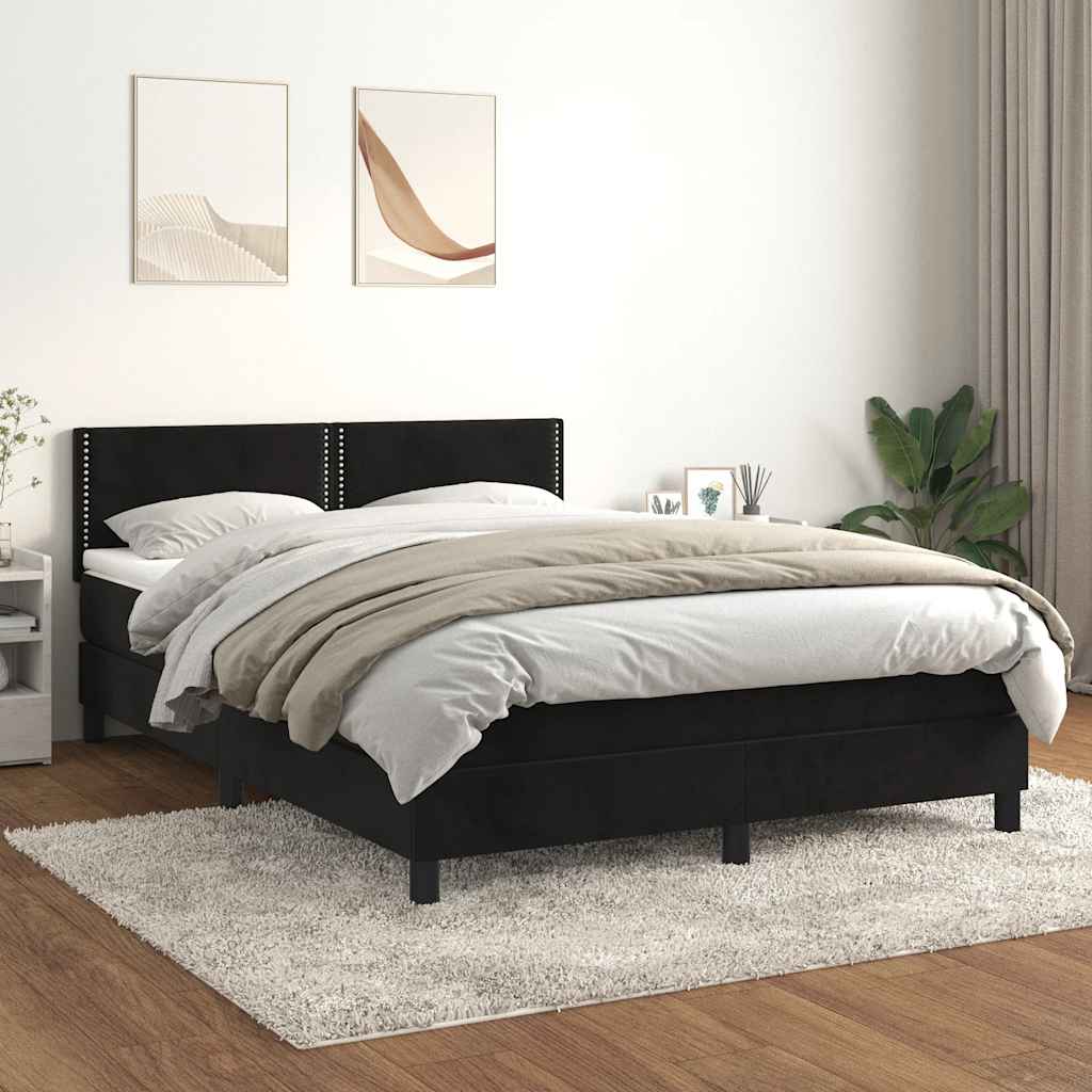 Krevet s oprugama i madracem crni 140 x 190 cm baršunasti