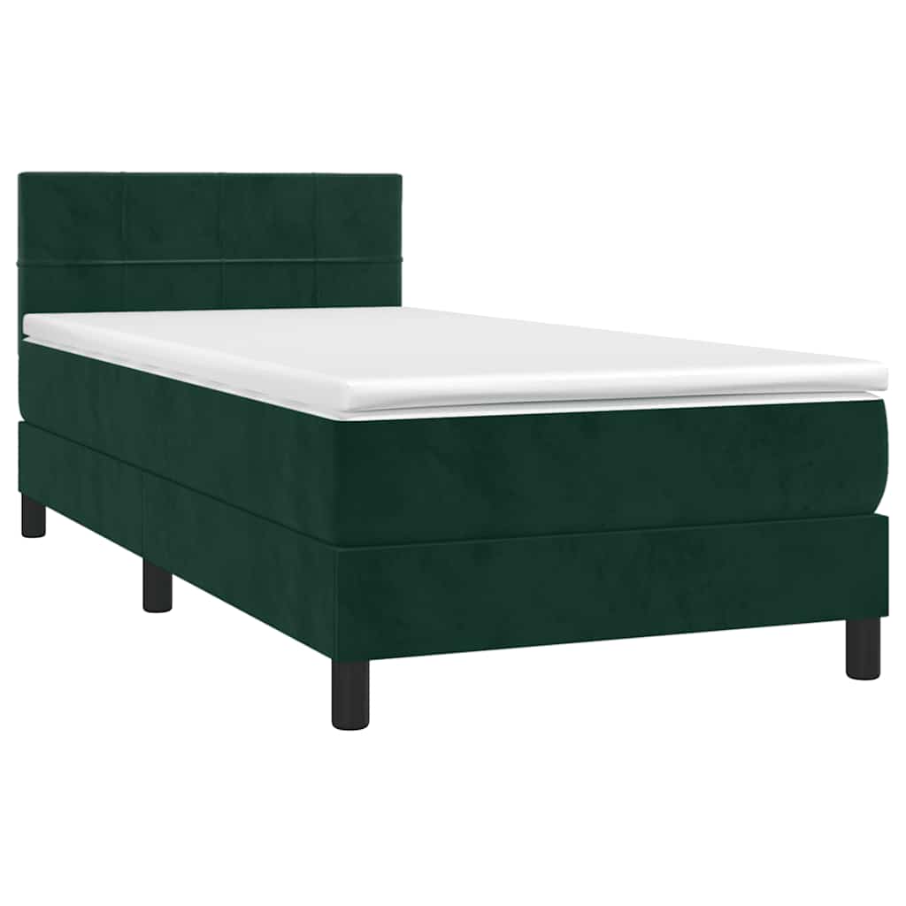 Box spring krevet s madracem tamnozeleni 80 x 200 cm baršunasti