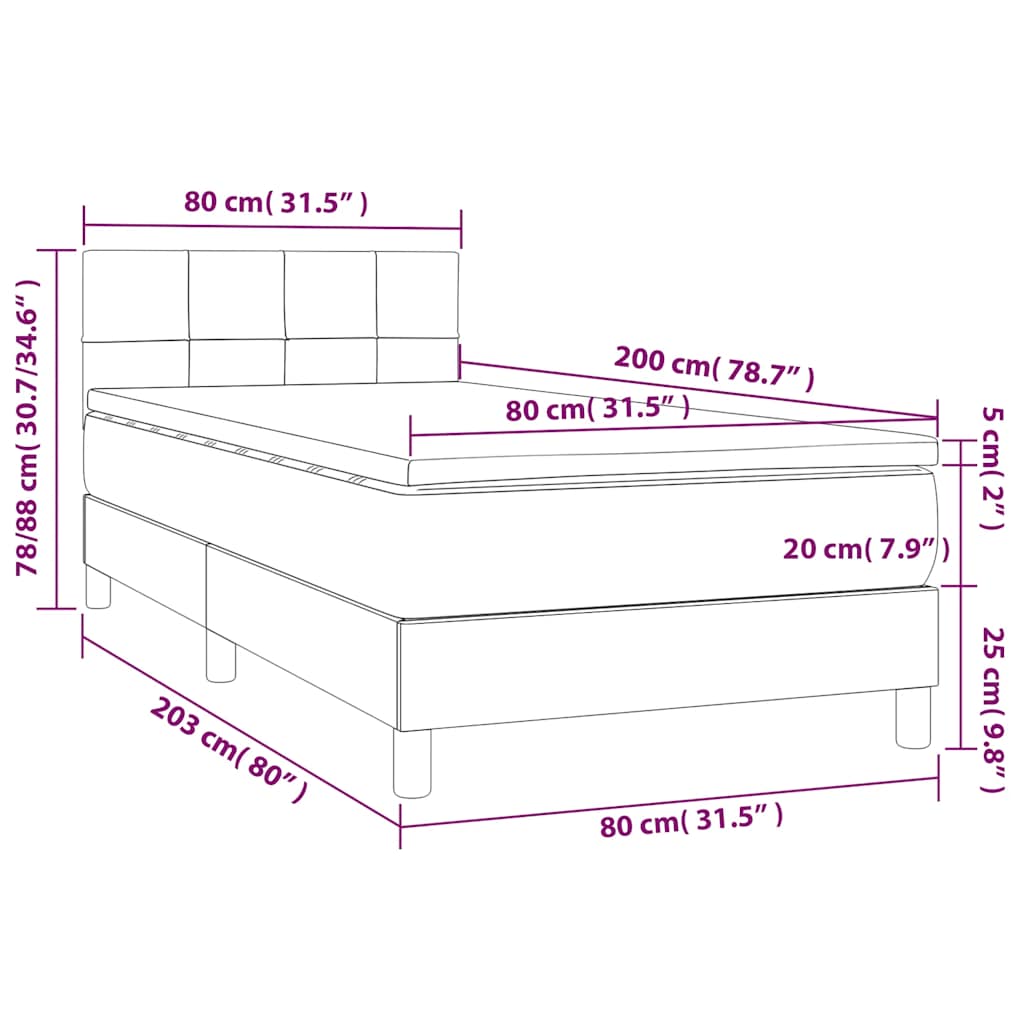 Box spring krevet s madracem tamnozeleni 80 x 200 cm baršunasti