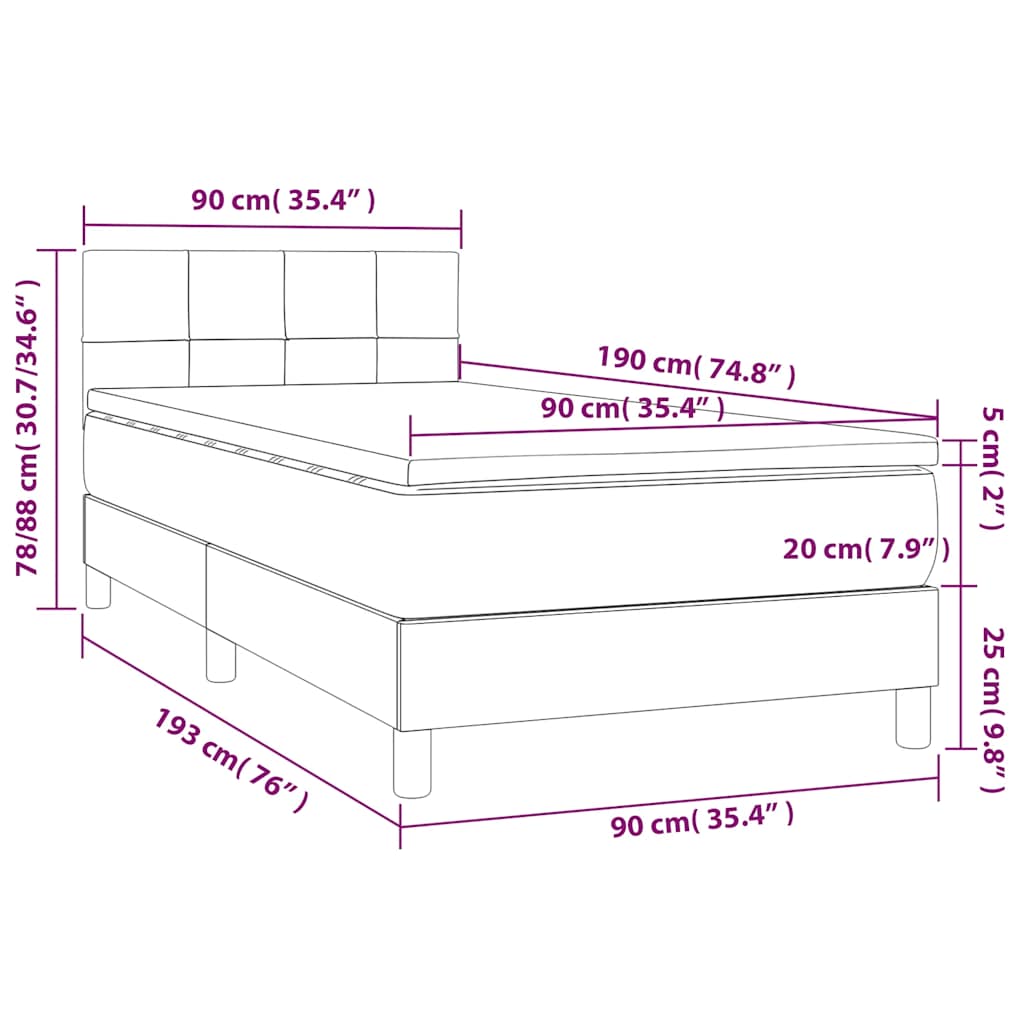 Box spring krevet s madracem crni 90x190 cm baršunasti