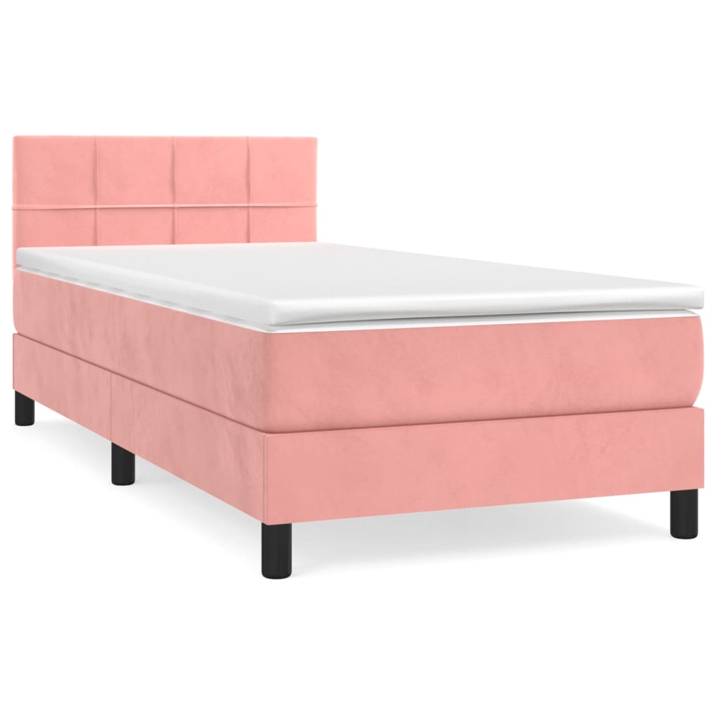 Box spring krevet s madracem ružičasti 90x190 cm baršunasti