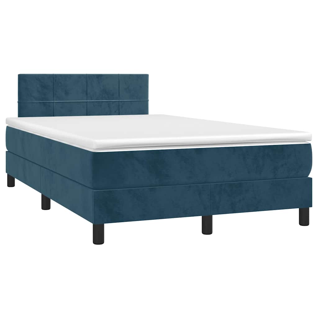 Box spring krevet s madracem tamnoplavi 120 x 200 cm baršunasti
