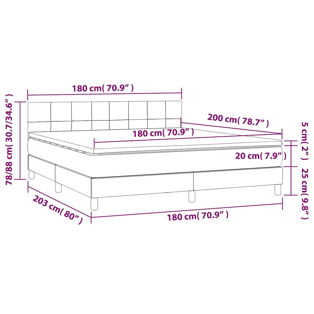 Krevet s oprugama i madracem tamnoplavi 180x200 cm baršunasti