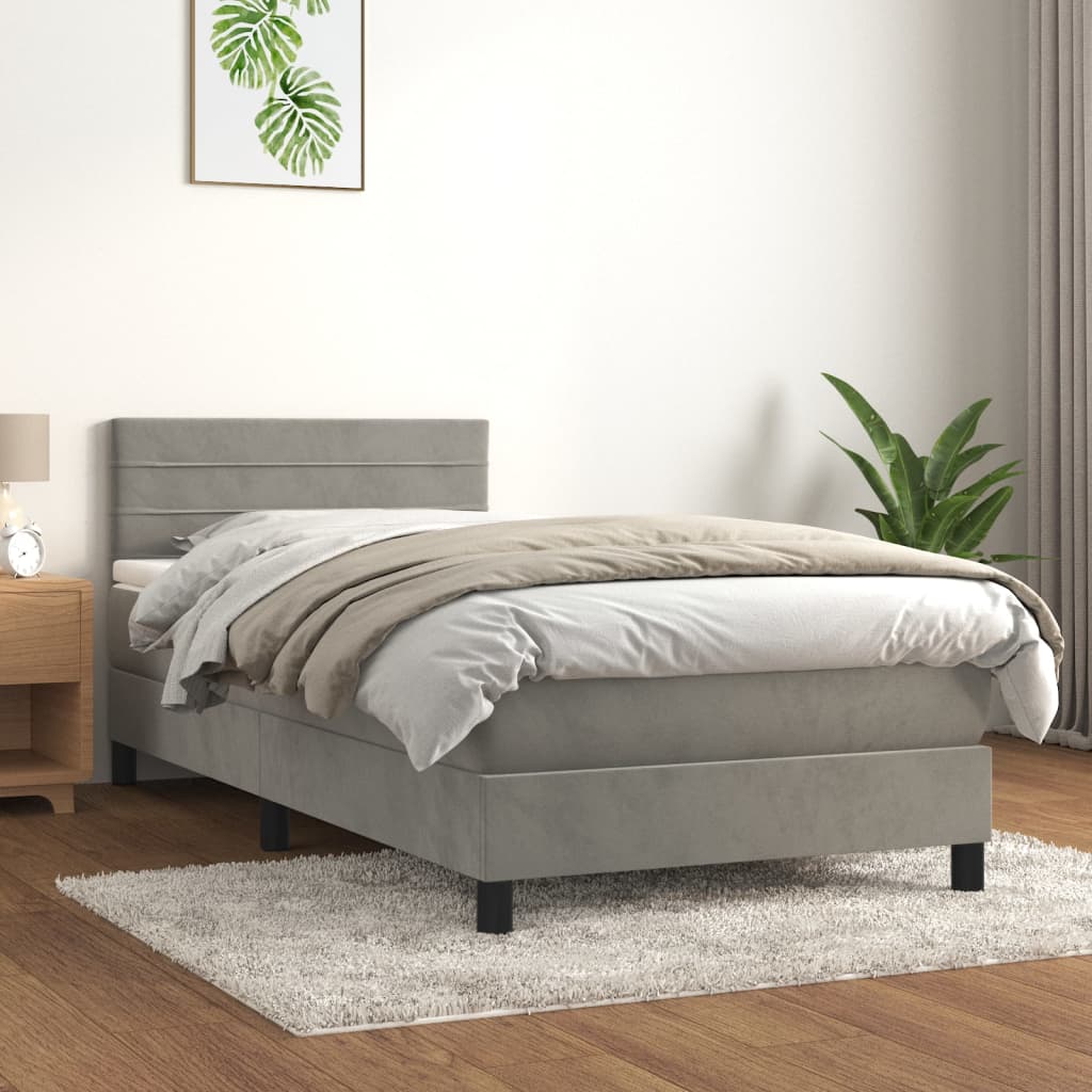Box spring krevet s madracem svjetlosivi 80 x 200 cm baršunasti