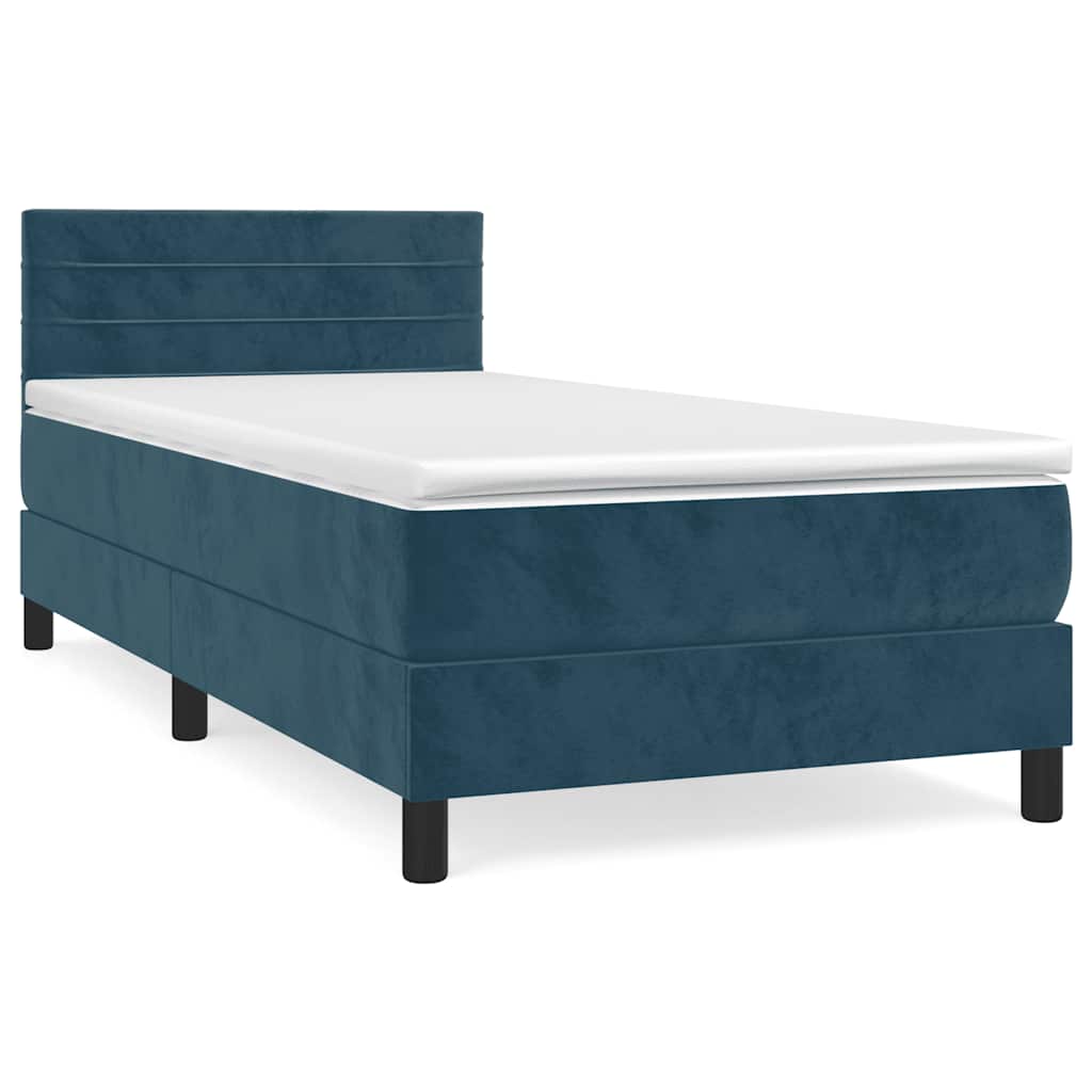 Box spring krevet s madracem tamnoplavi 80 x 200 cm baršunasti