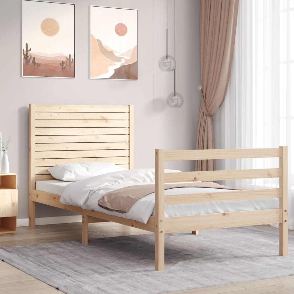 Okvir za krevet s uzglavljem 100x200 cm od masivnog drva