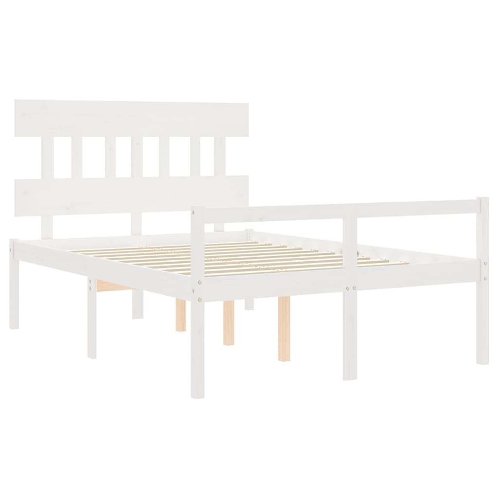 Krevet za starije s uzglavljem bijeli 140x190 cm masivnog drva