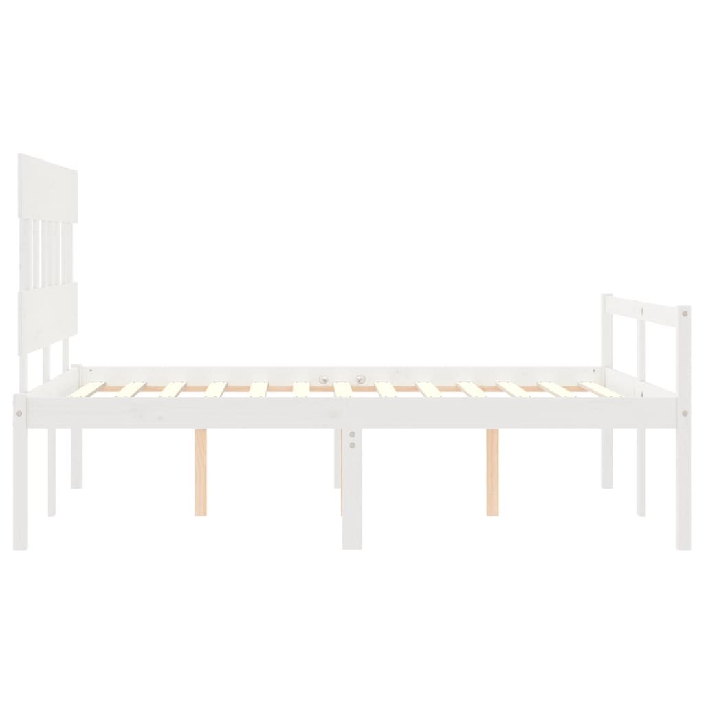 Krevet za starije s uzglavljem bijeli 140x190 cm masivnog drva